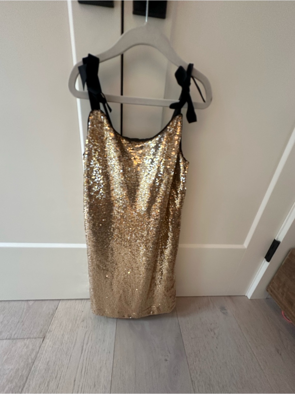Little Girls Gold Sequin Tie-Shoulder Sheath Dress - JCrew